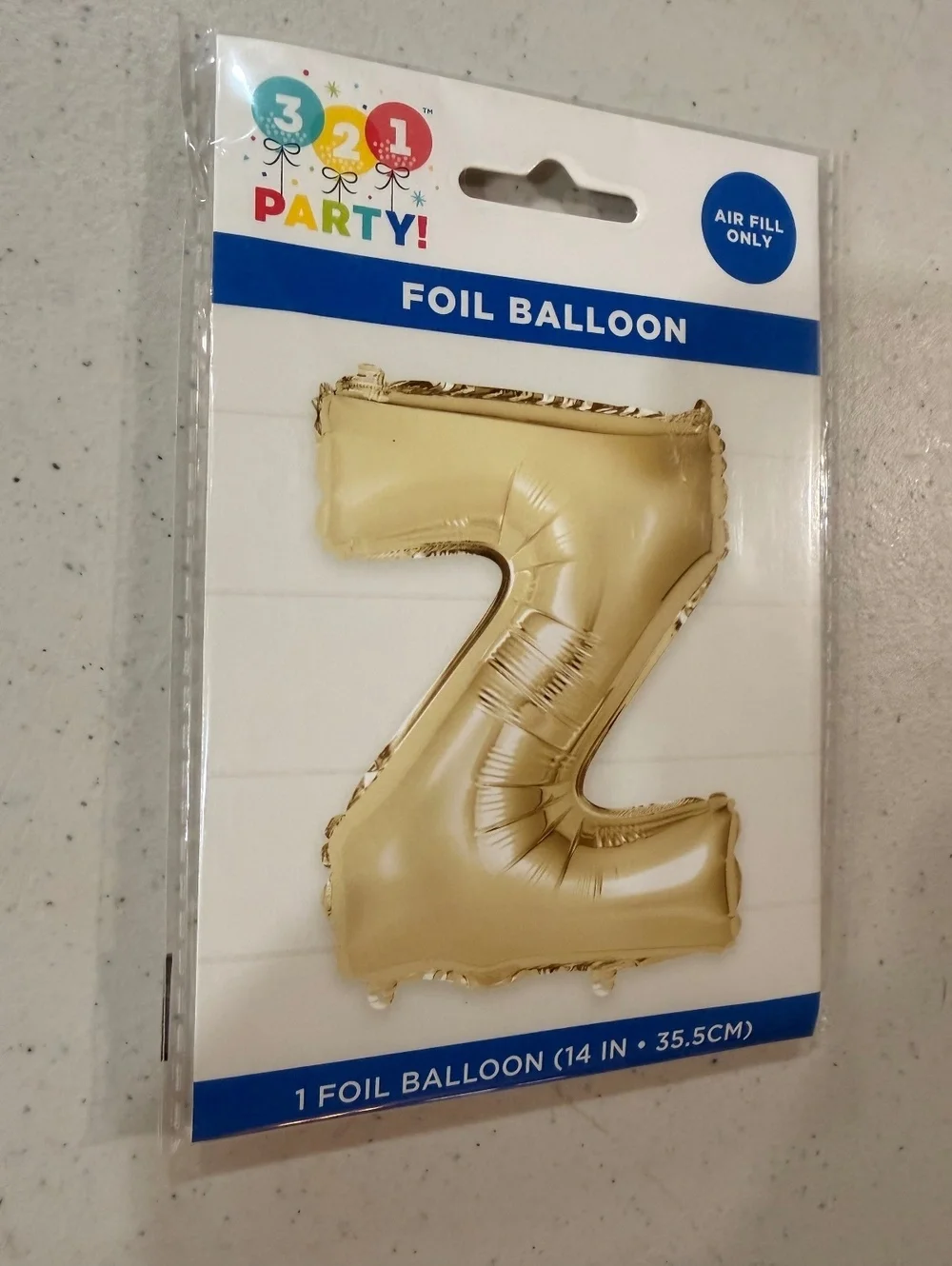 321 Party Gold Foil Balloon Letter Z - 14 Inch